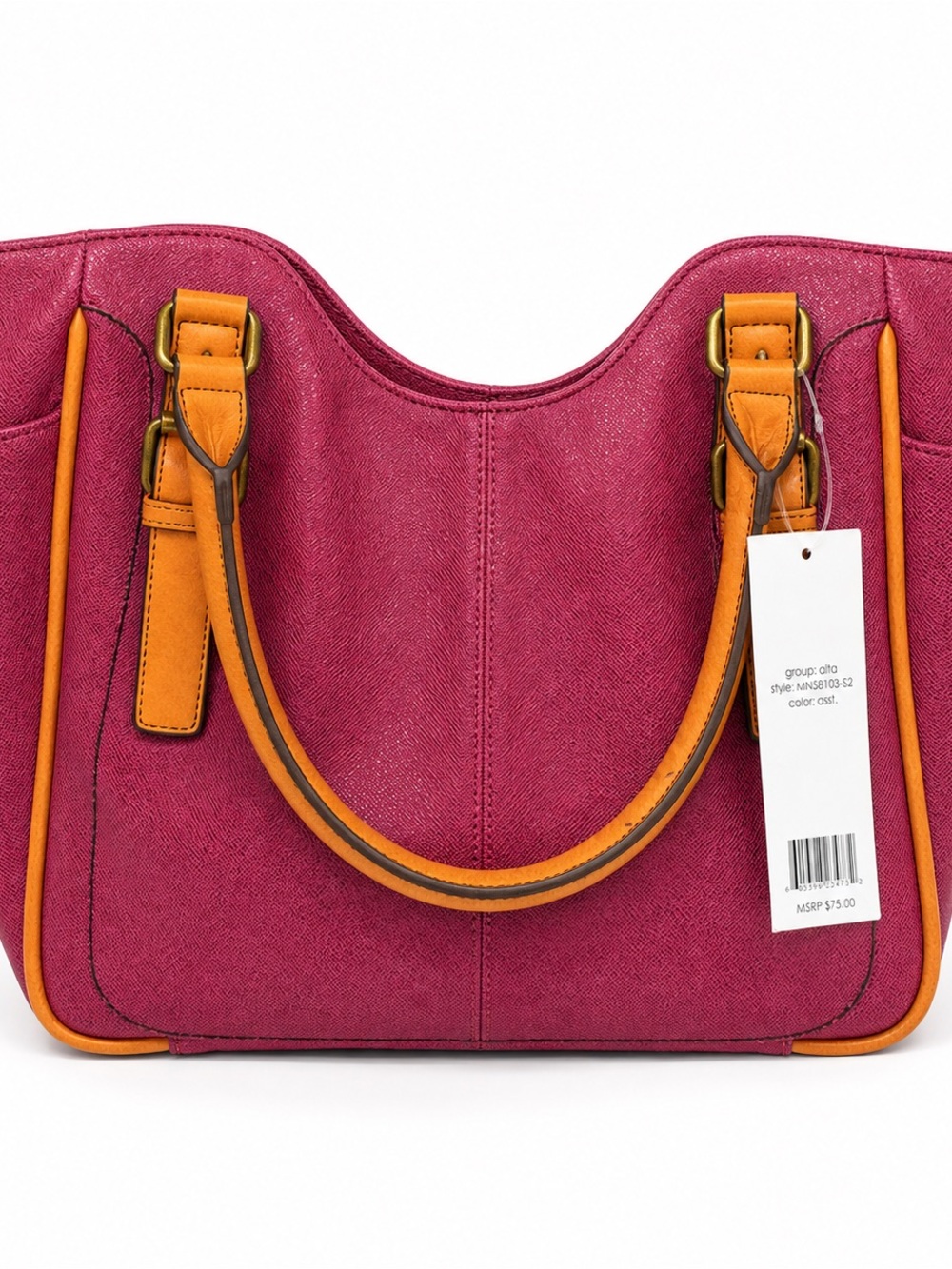 NWT Alta 2024 Berry Magenta Satchel Bag Tan Trim MN58103-S2
